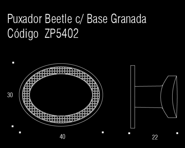 Puxador Para Móvel Ponto Beetle C/ Base Granada Dourado Matte - ZEN - Imagem 3